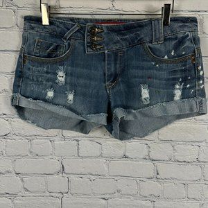 Vanilla Star Jeans Womens Cool Denim Mid Rise Cuffed Denim Short, Size 11Juniors